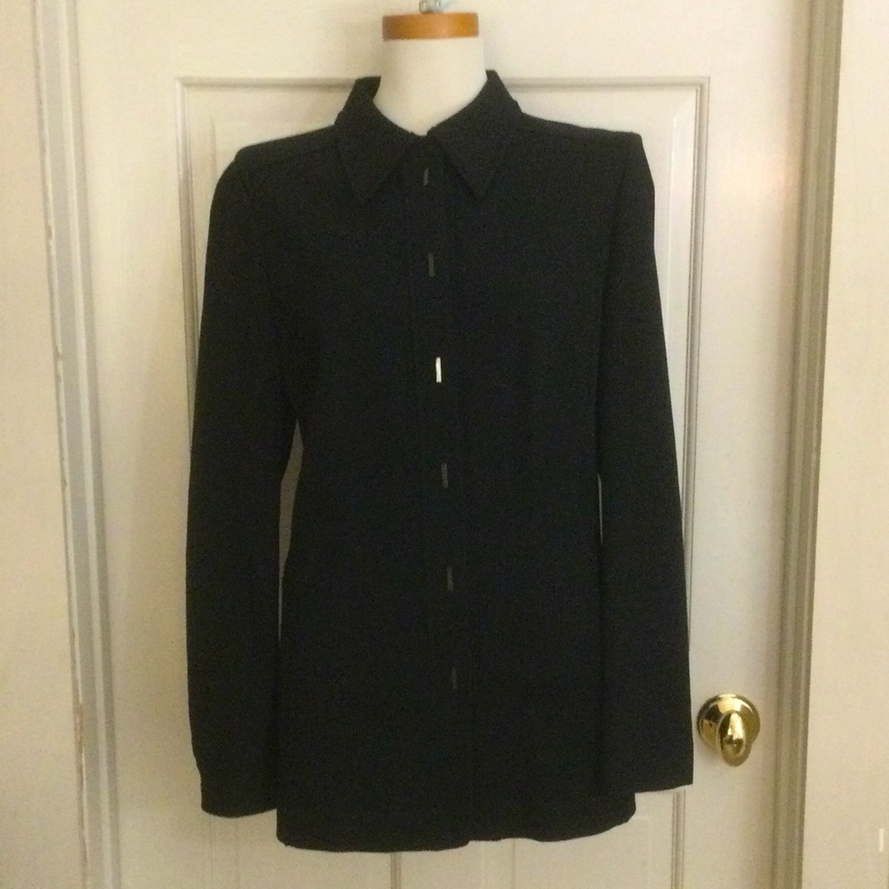 Worth Black Ponte Knit Elongated Jacket